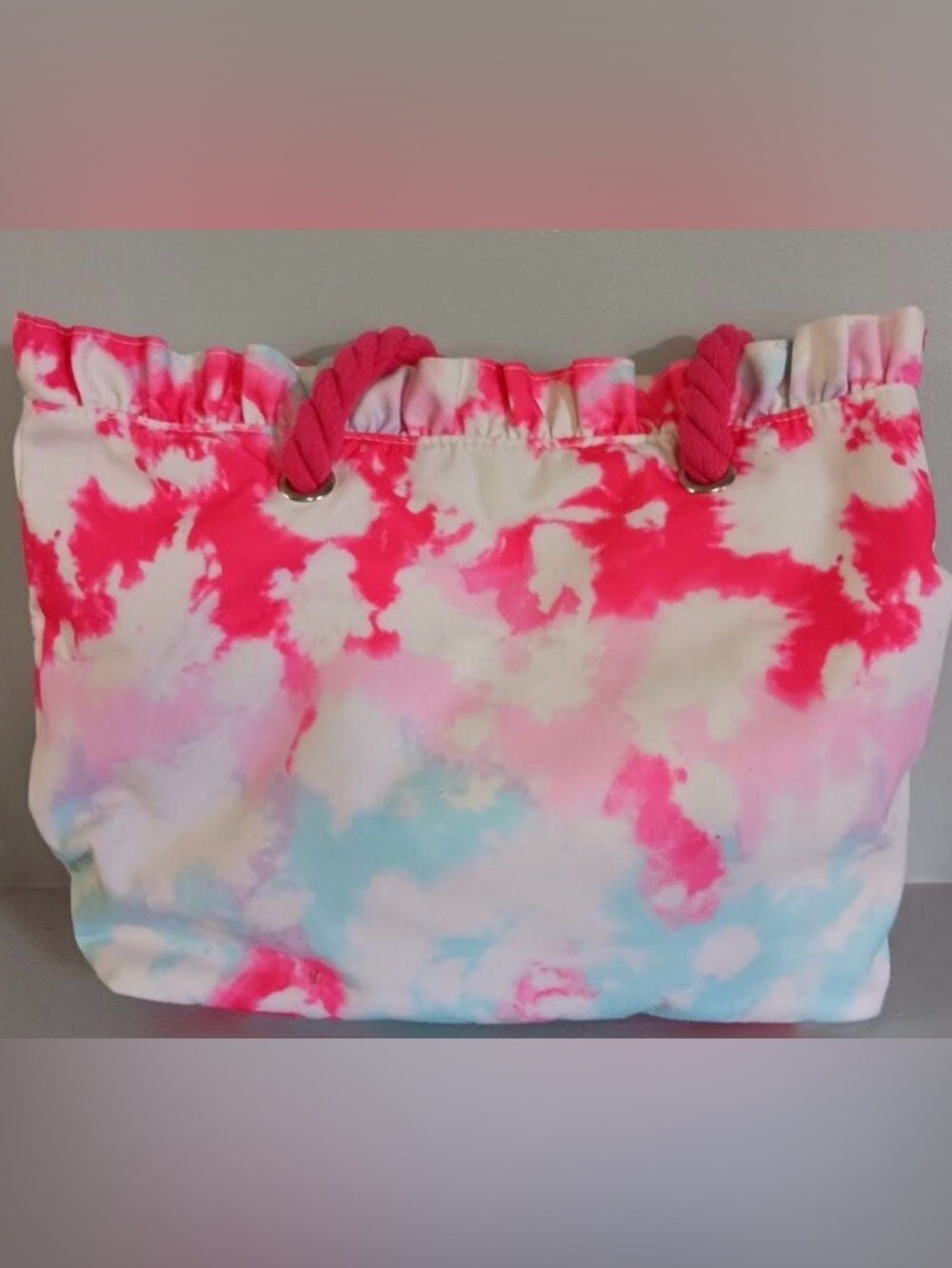 Pink Tie-Dye Swim bag with Rope Detail